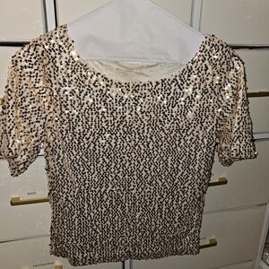 Amazon Sparkling Sequin Beige Blouse